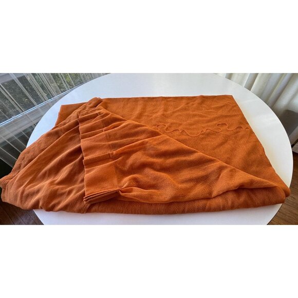 Vintage 70s curtain, orange sheer drapery, pleated - Picture 9 of 9